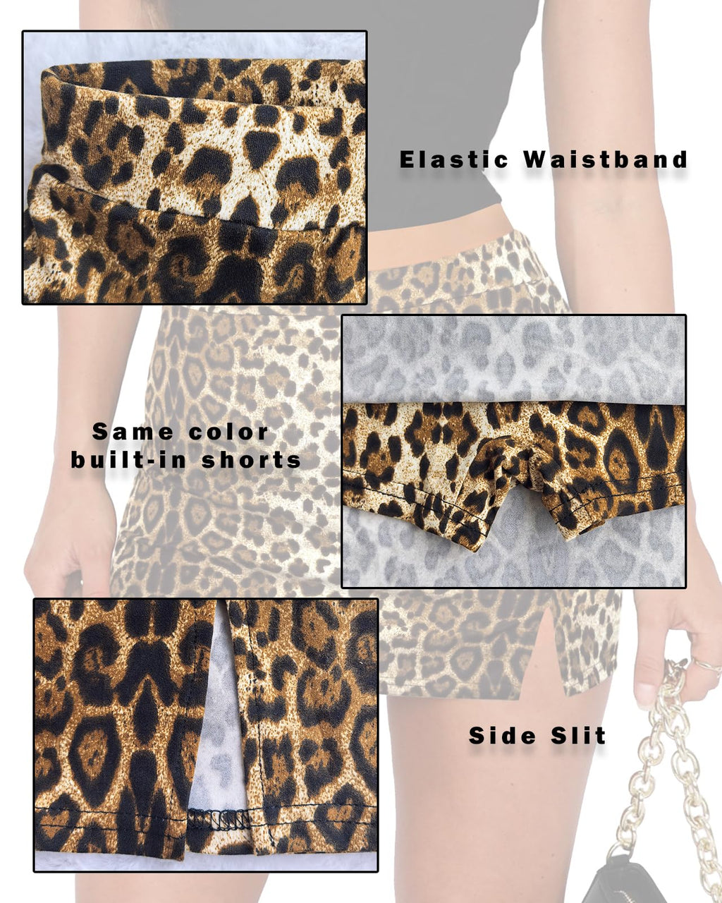 Women's Side Slit High Waisted Mini Skirt Stretchy Bodycon Skort 2025 Y2K Club Skirts with Underneath