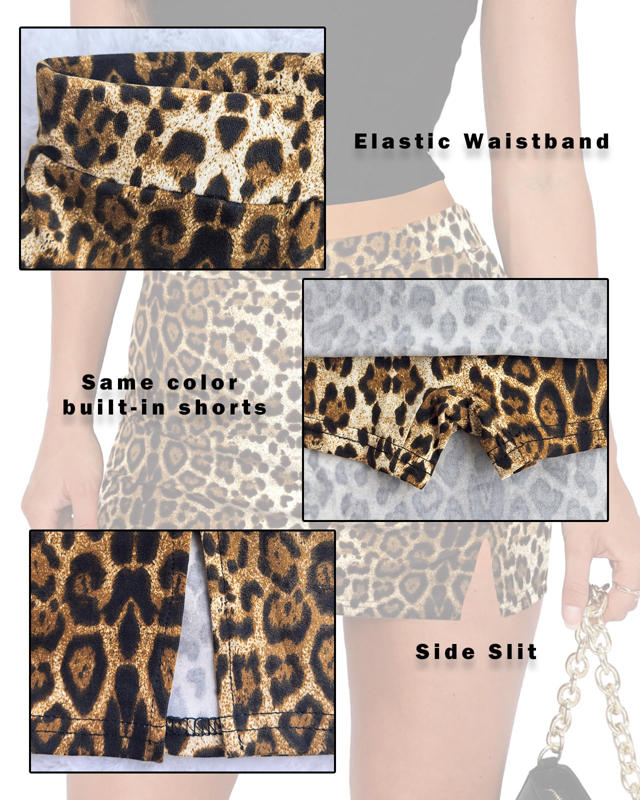 Women's Side Slit High Waisted Mini Skirt Stretchy Bodycon Skort 2025 Y2K Club Skirts with Underneath