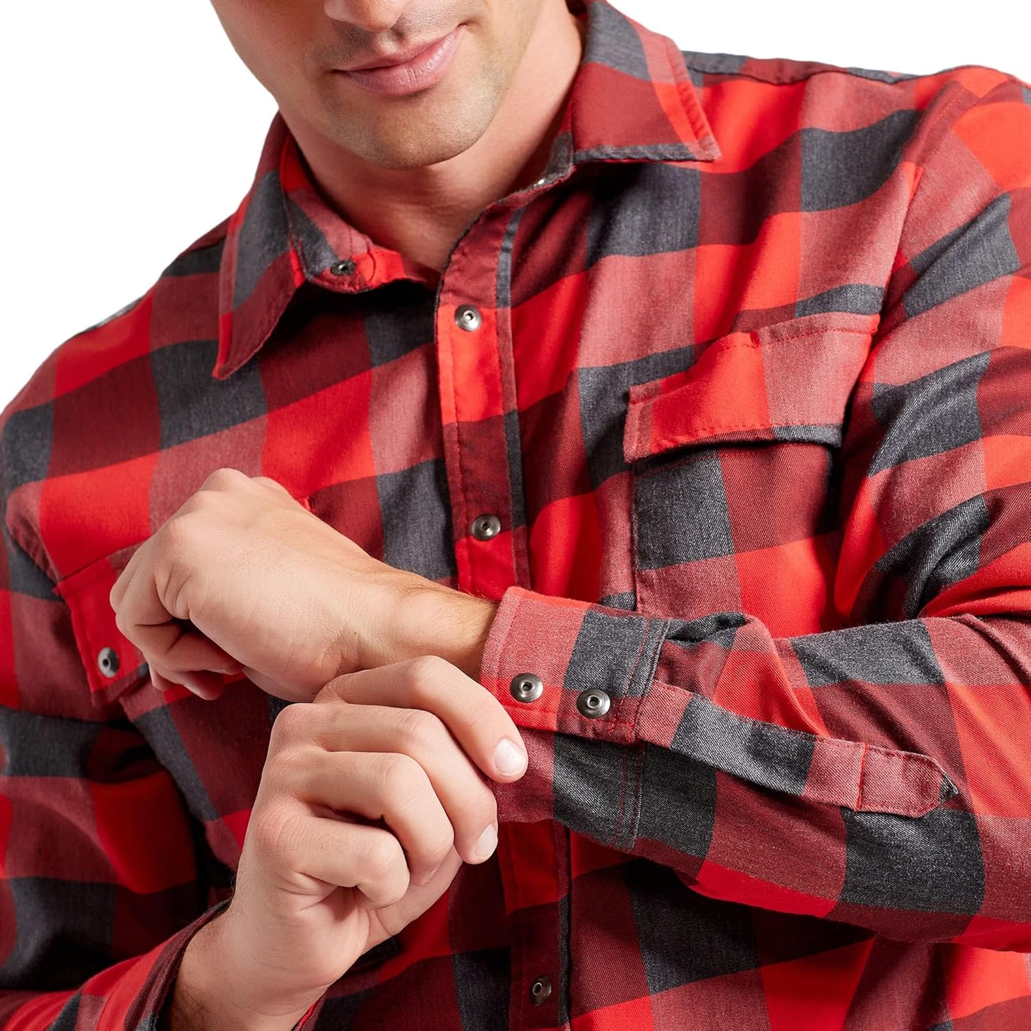 TRUEWERK Men's Tech Flannel - Durable Work Shirt with Snap Buttons