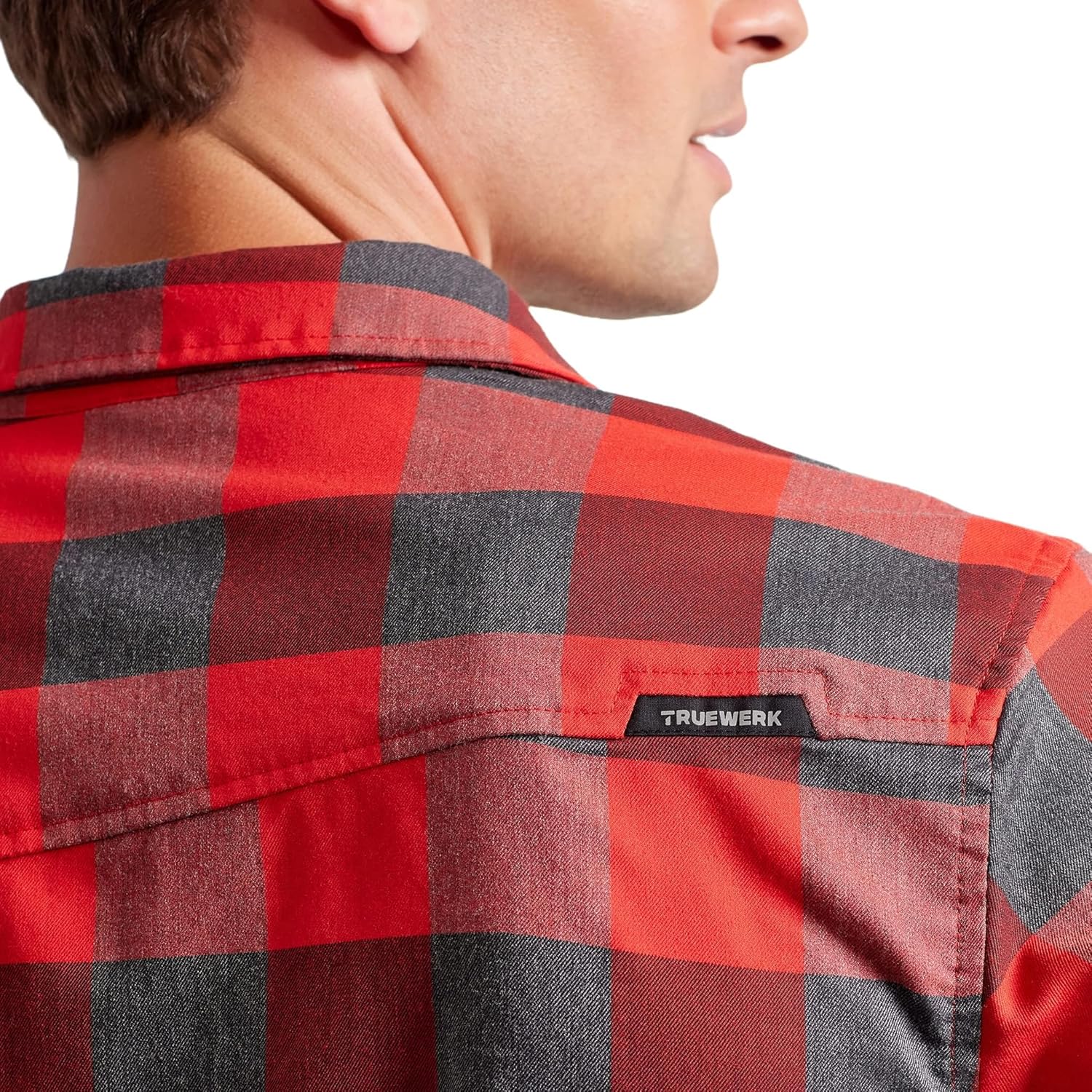 TRUEWERK Men's Tech Flannel - Durable Work Shirt with Snap Buttons