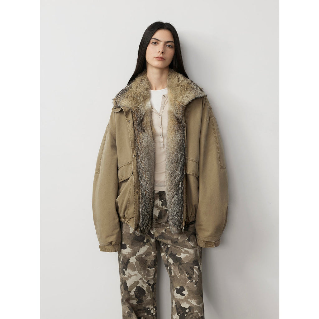 Fireladyfur Women's Fashion Goose Down Parka With Fox Fur Collar