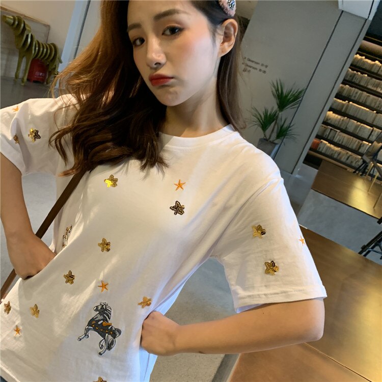 Print Embroidery Short Sleeve T
