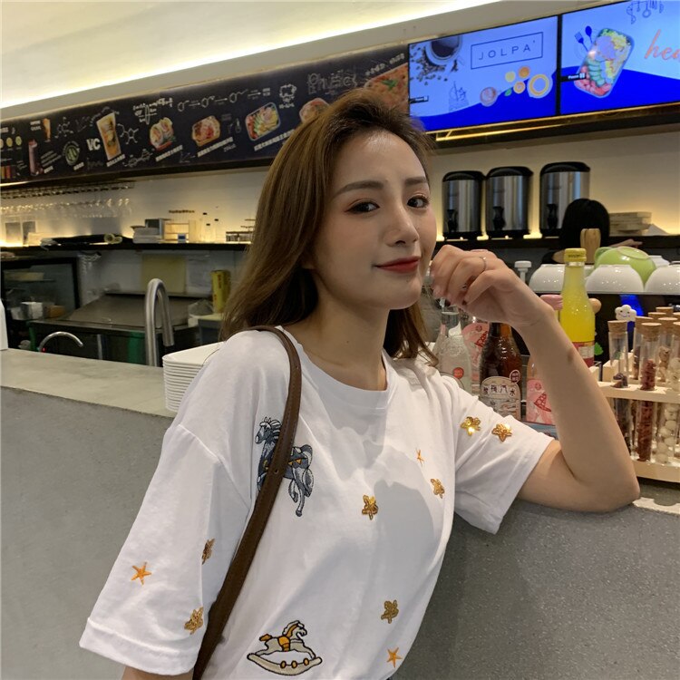 Print Embroidery Short Sleeve T