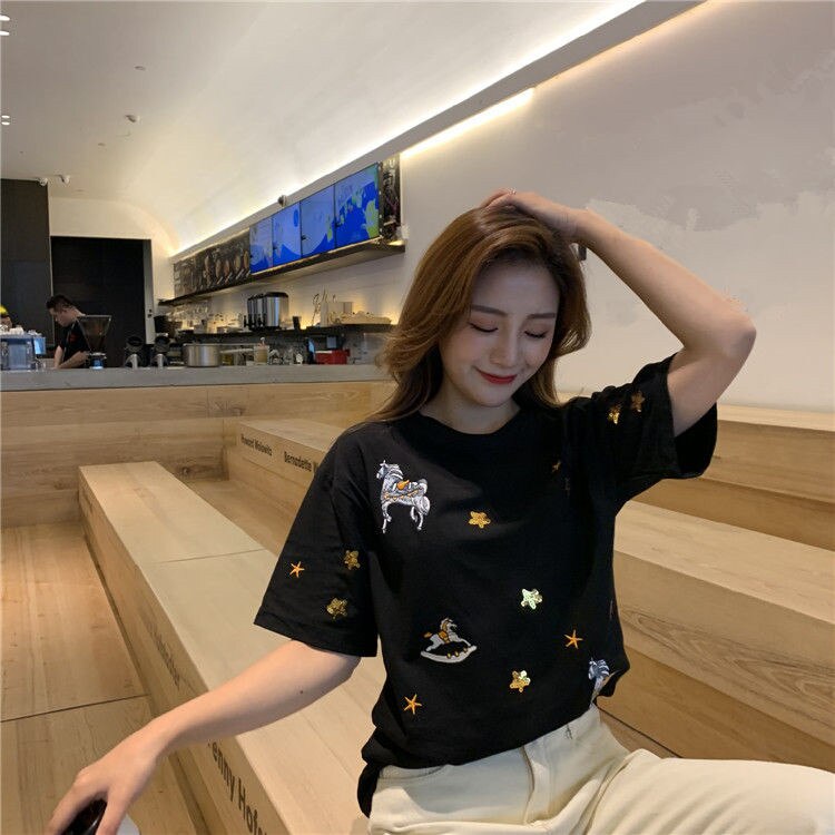 Print Embroidery Short Sleeve T