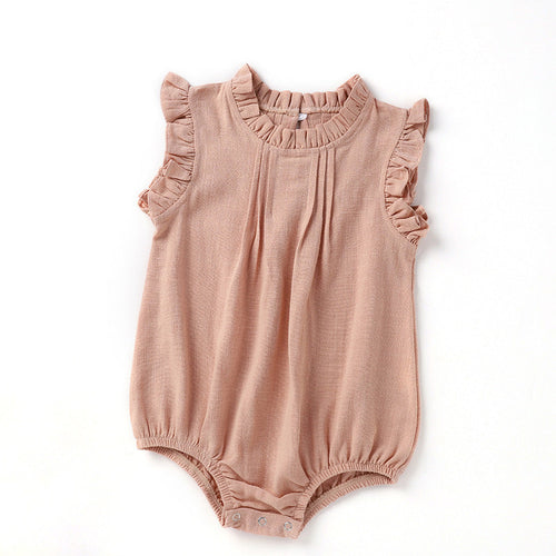 LinoNest™ – Linen Baby Romper with Soft Straps