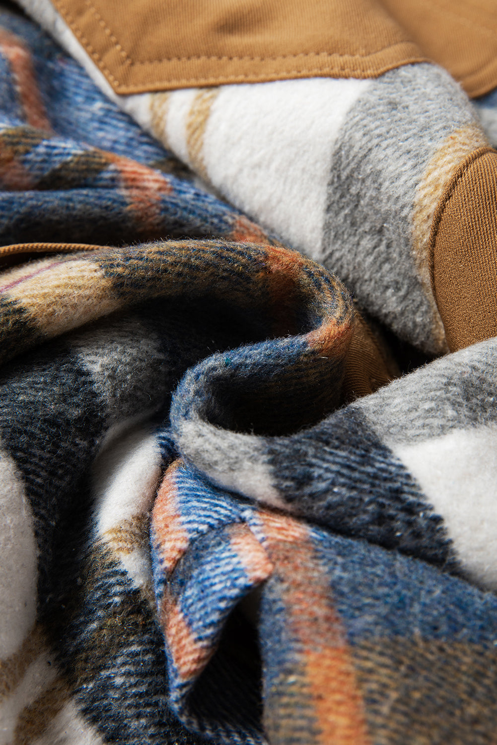 Khaki Plaid Patchwork Long Sleeve Mini Dress with Pockets