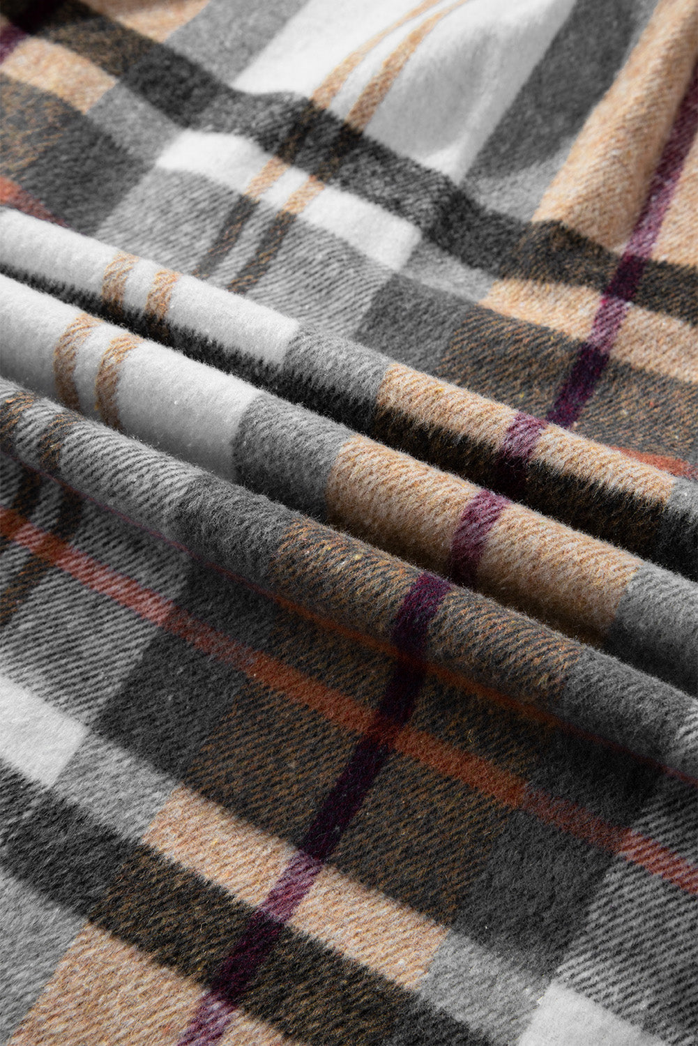 Khaki Plaid Patchwork Long Sleeve Mini Dress with Pockets