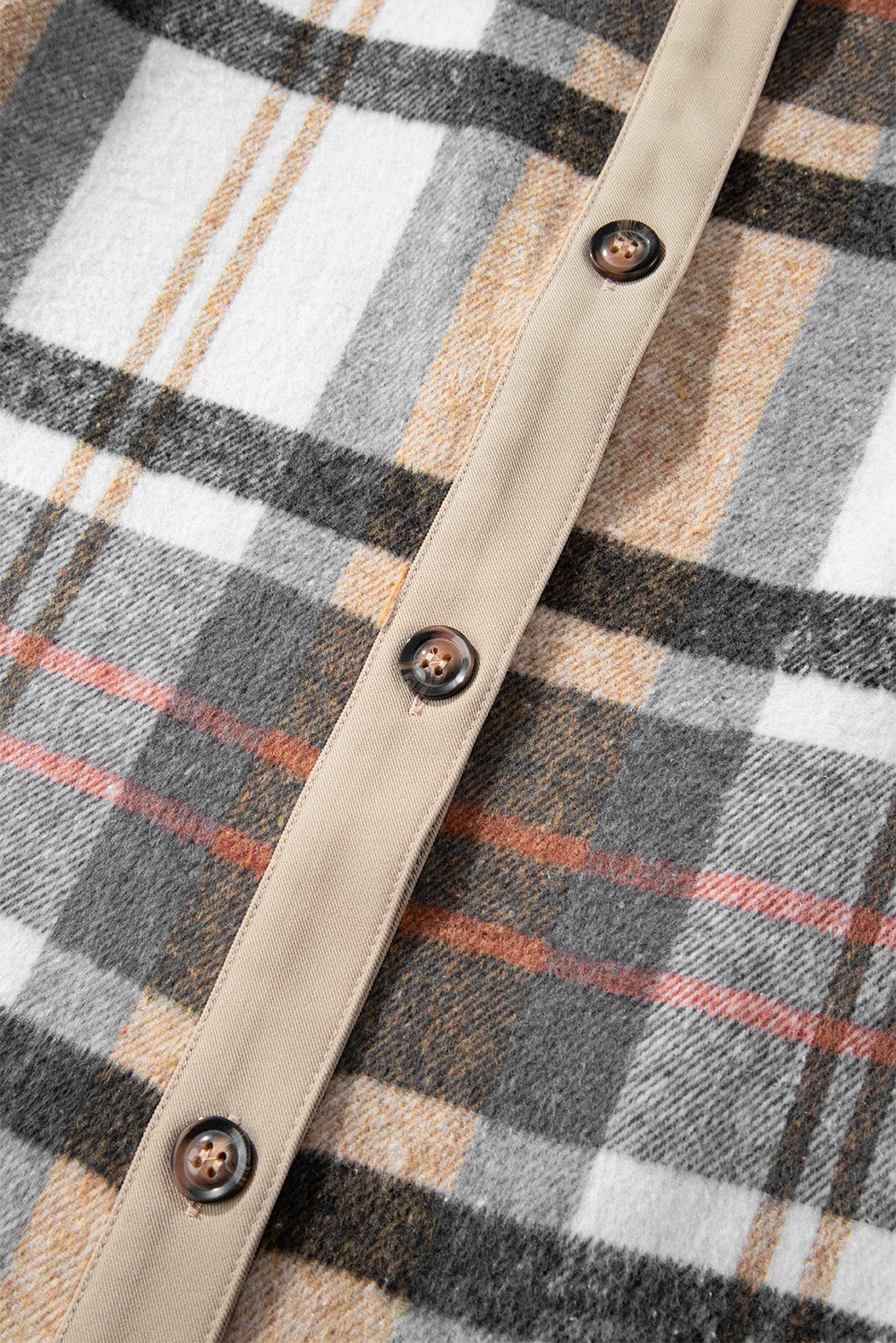 Khaki Plaid Patchwork Long Sleeve Mini Dress with Pockets