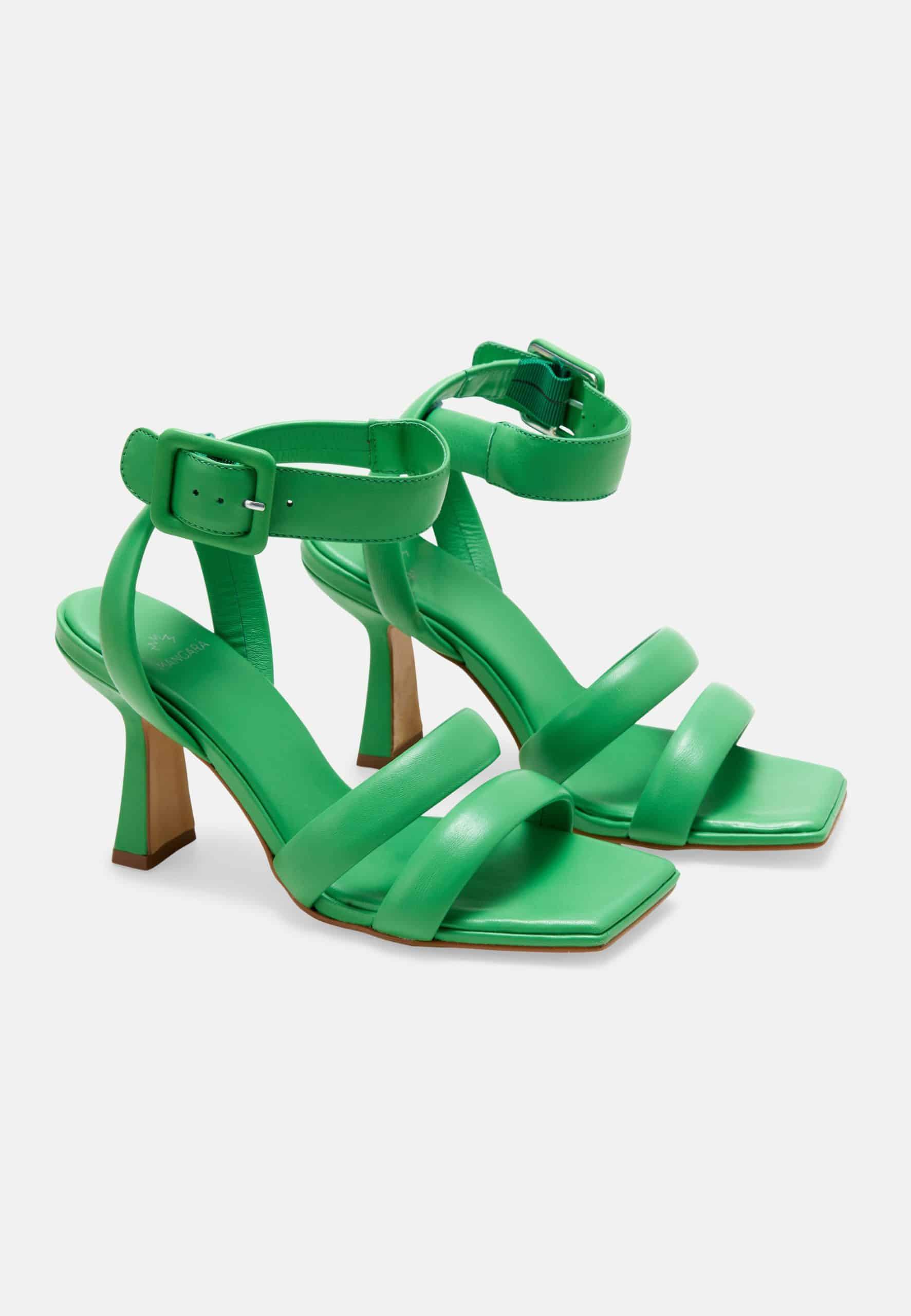 Green Calf Leather Sandals Uvaia – Women’s 8 cm Sculpted Heel with