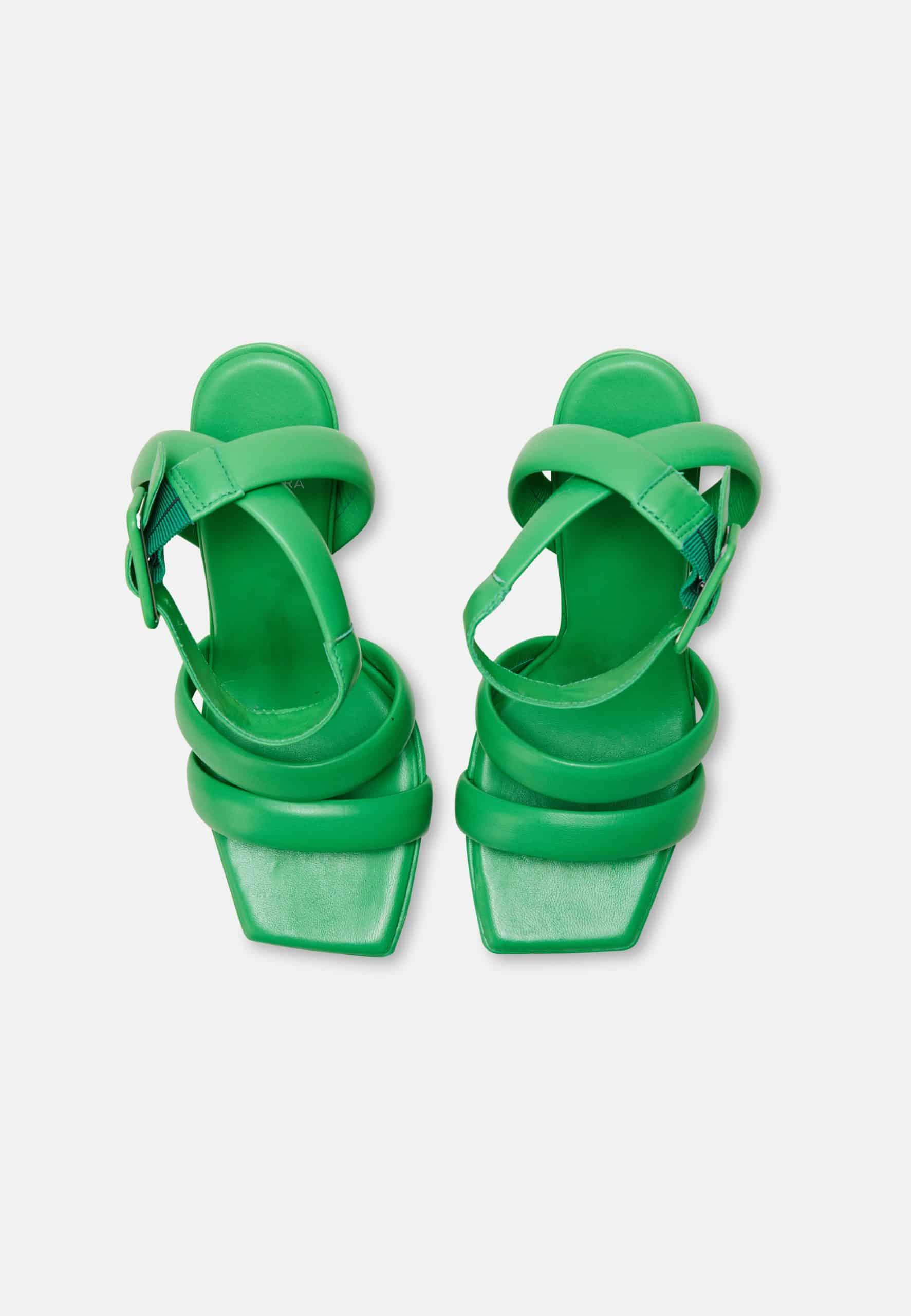 Green Calf Leather Sandals Uvaia – Women’s 8 cm Sculpted Heel with