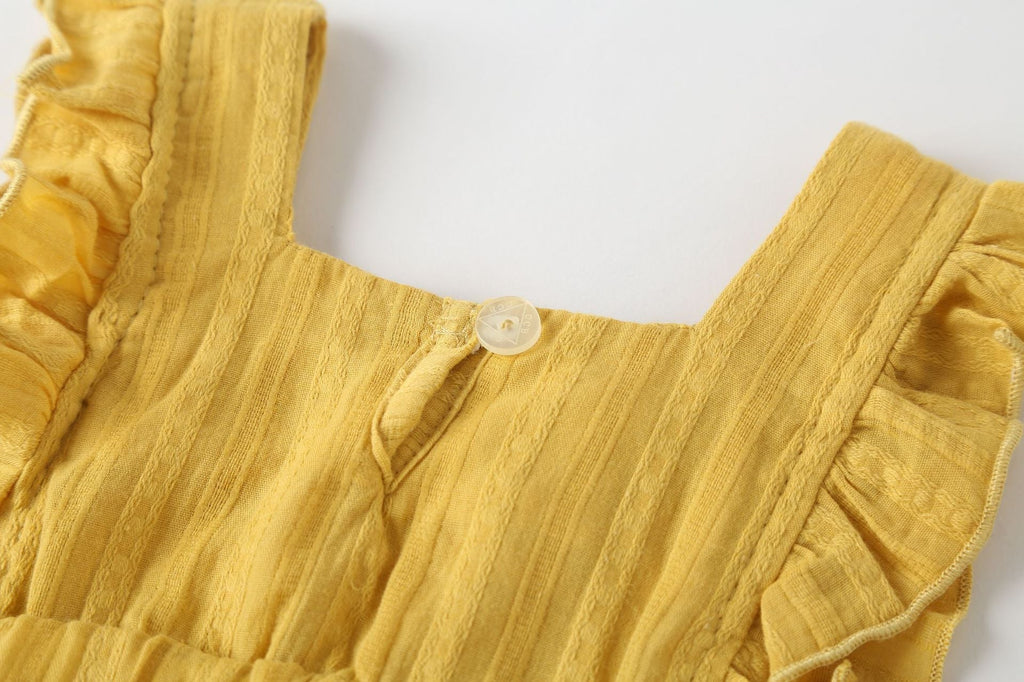 Baby Girl 1pcs Solid Color Bow Tie Design Ruffle Sleeveless Crotch One