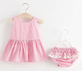 Baby Girl Striped Pattern Dress Combo Short Pants In Sets