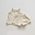 Baby Quality Waffle Knitted Fabric Sling Shirt Combo Shorts Sets
