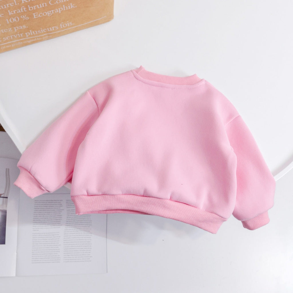 Baby Girl Flower Patched Pattern Thickened Autumn Hoodies