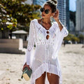 New Beach Cover Up Crochet For Women Knitted Tassel Tie Beachwear