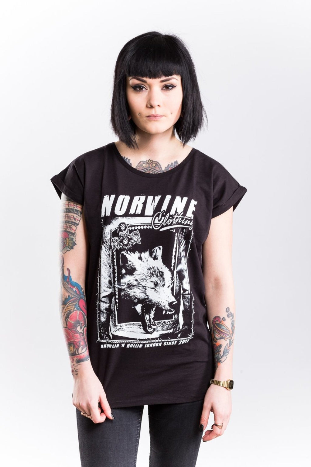 WOLF Women's Rolled Sleeve Tunic T-Shirt