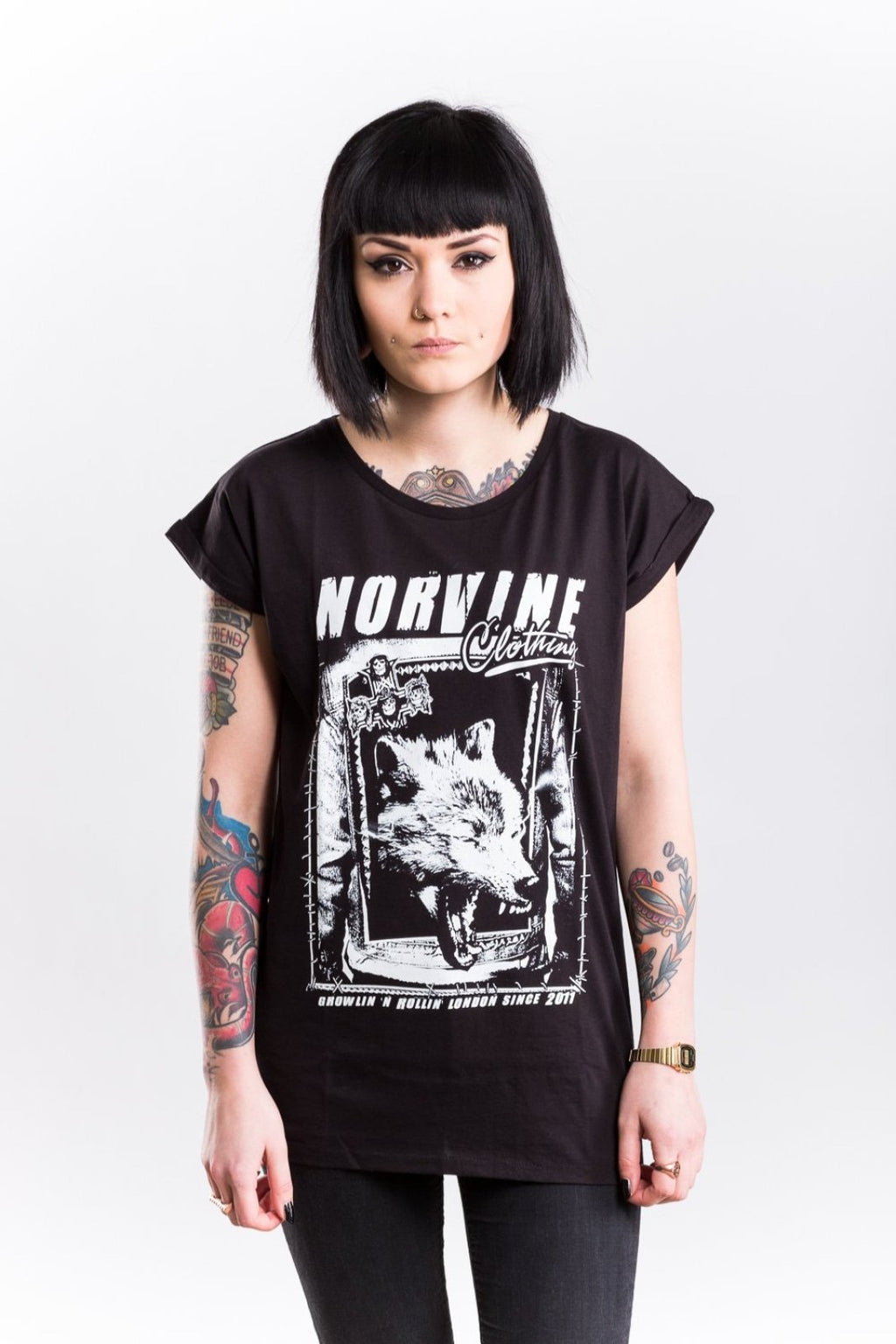 WOLF Women's Rolled Sleeve Tunic T-Shirt